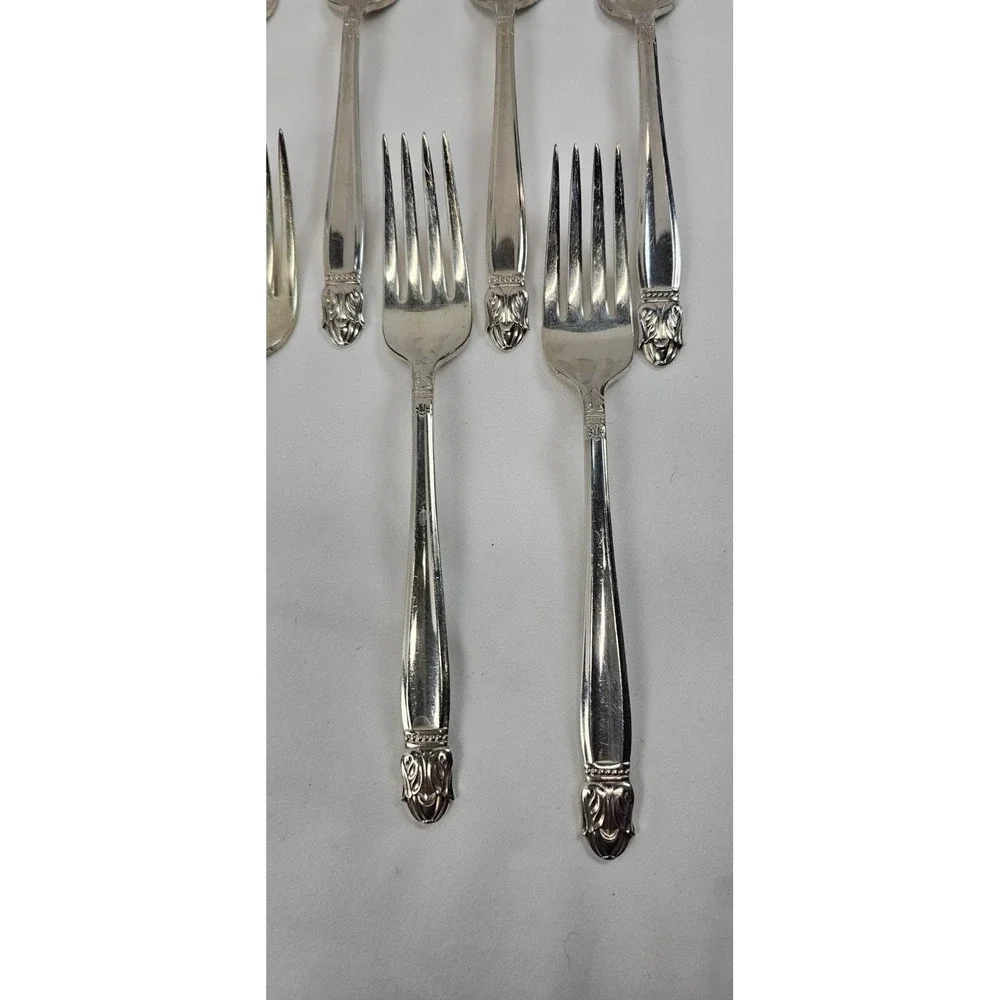 Holmes & Edwards Danish Princess IS Silverplate Salad Forks Set of 12 Vintage